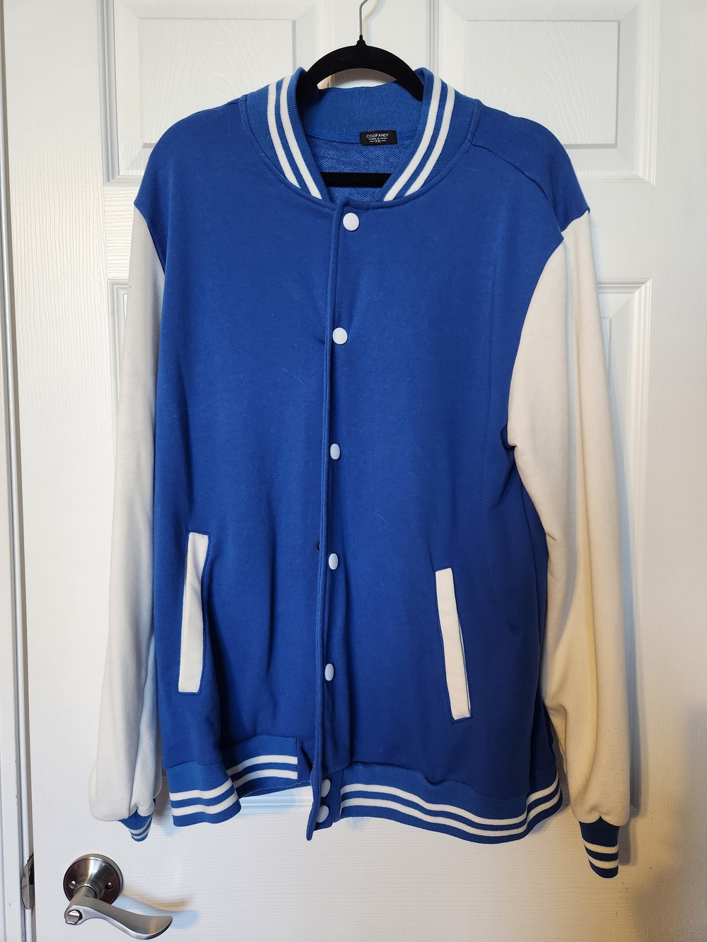 Blue and Cream Varsity Jacket - Men's XXL